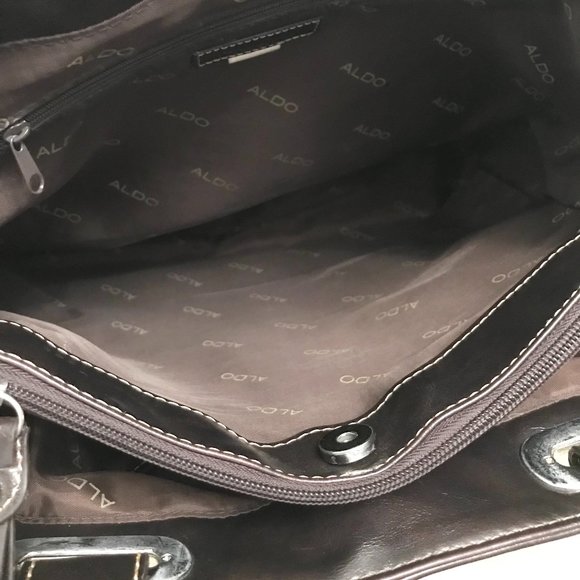 Aldo Handbag Brown Bag Inner Pockets Outer Pockets Zipper Faux Leather Pre-owned - Picture 3 of 8